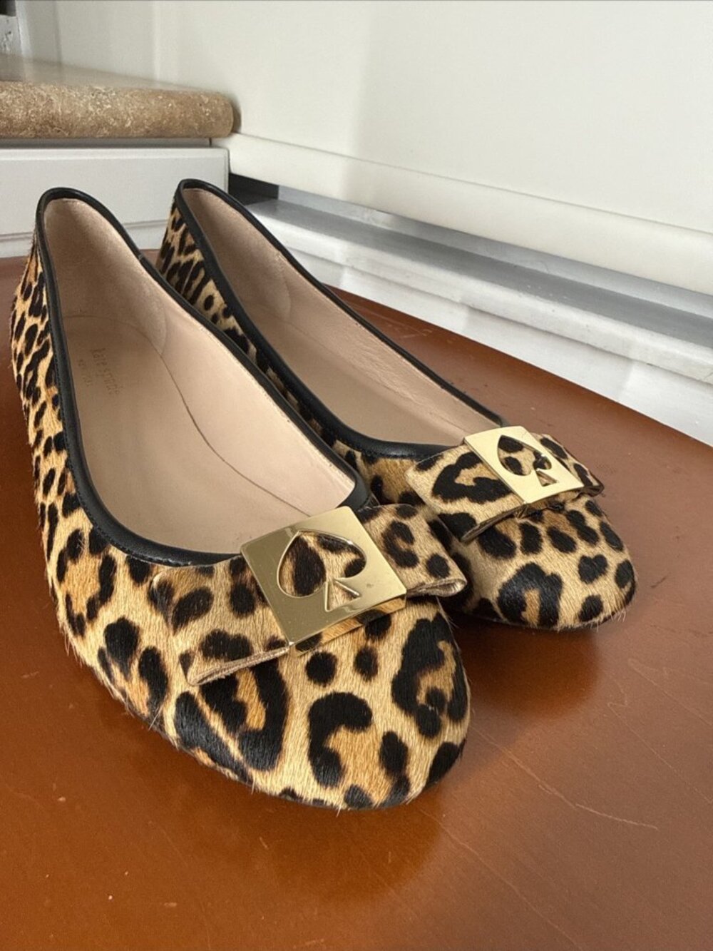 Kate Spade New York Maline Bow Ballet Flat Leopard Hair-calf Leather Slip On 9M